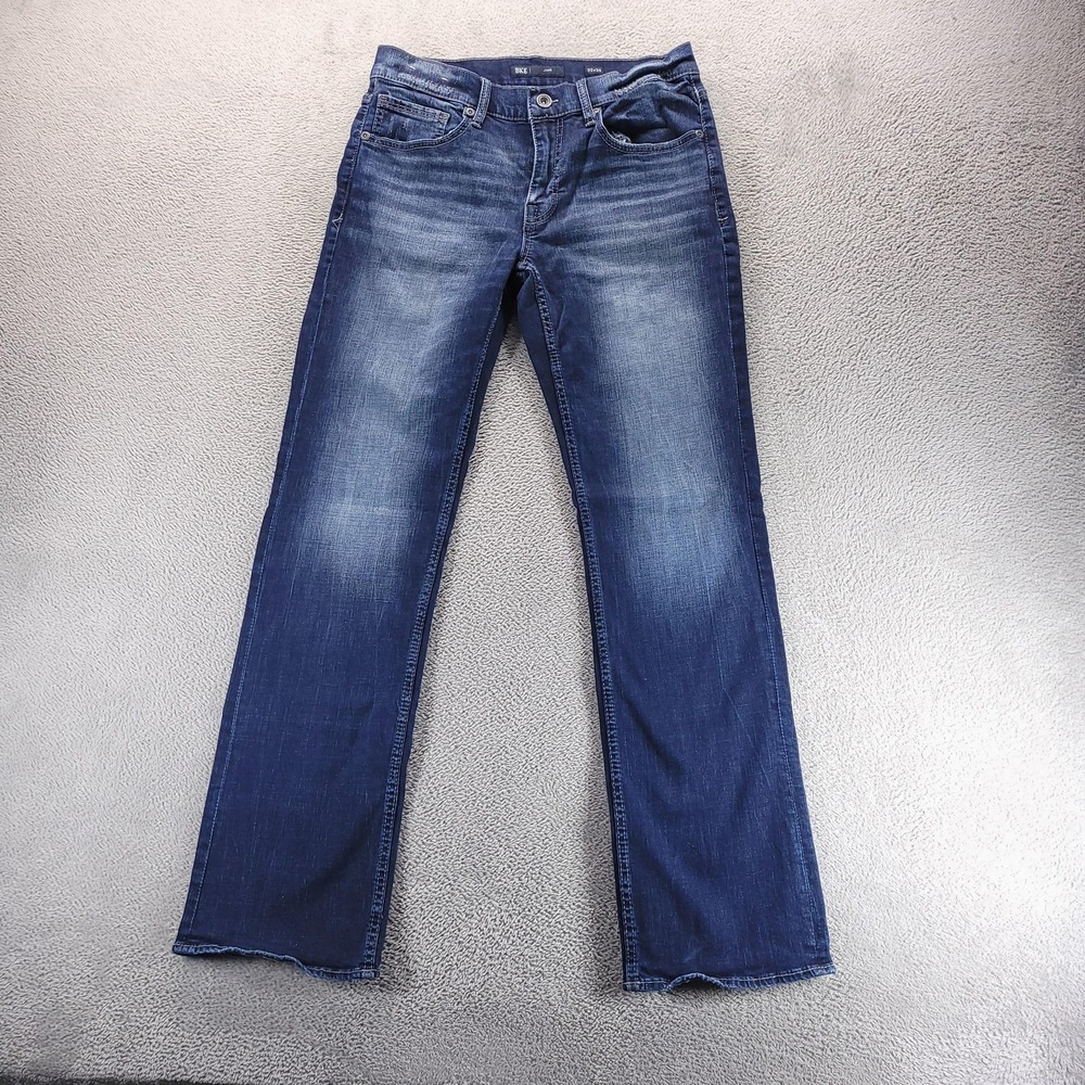BKE Jake Jeans Mens 32x34 Blue Relaxed Straight Faded Dark Wash Stretch Comfort